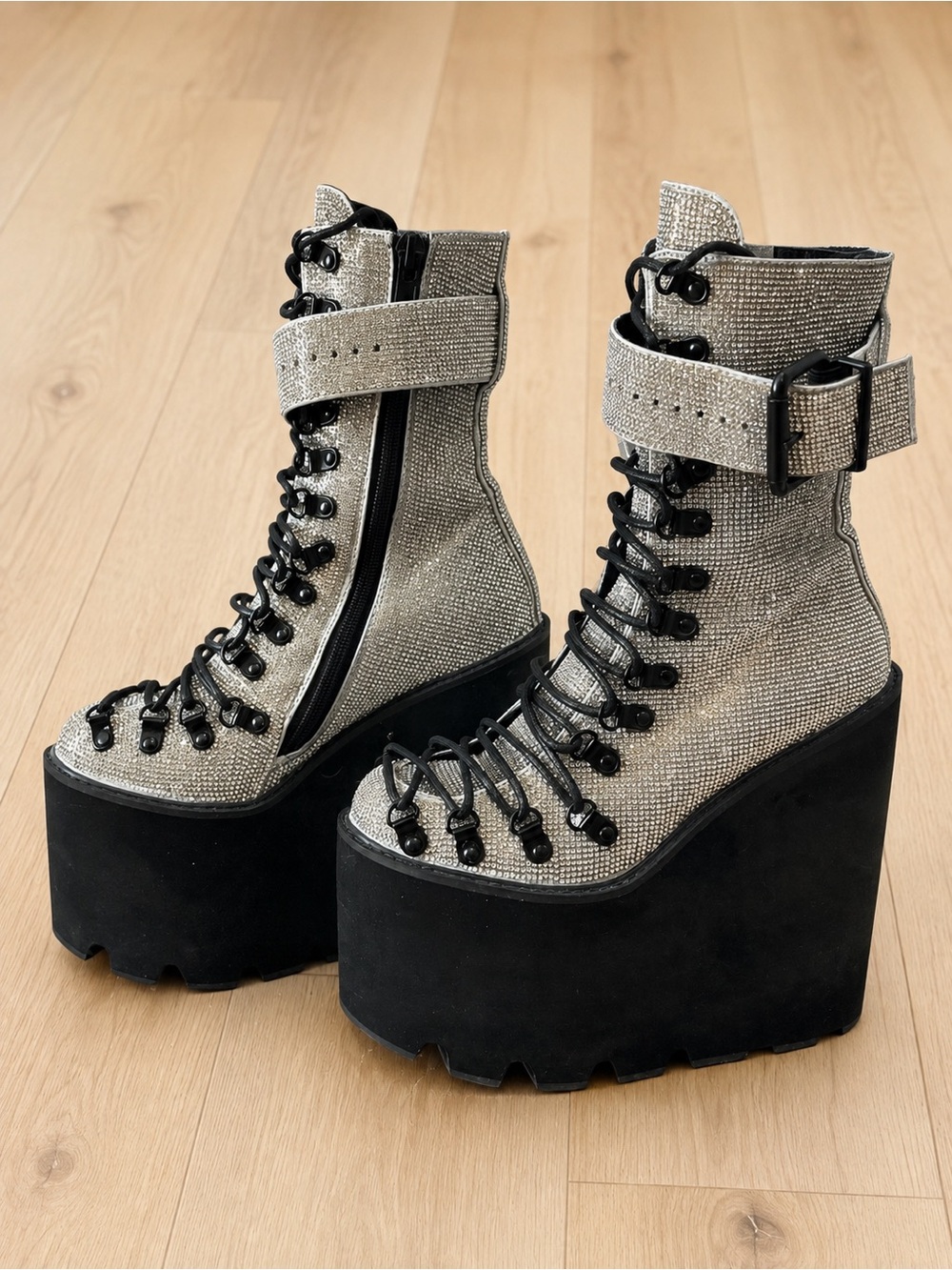 Club Exx Crystal Traitor boots from Dolls Kill Rhinestone Platform Size 6
